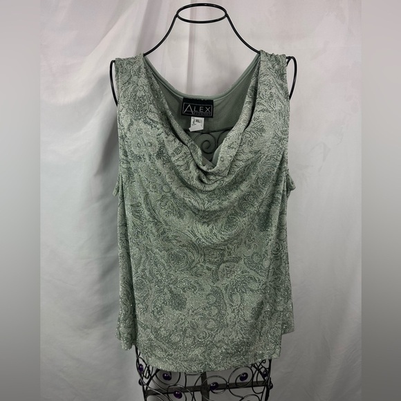 Alex Evenings sparkly floral cowl neck blouse size XL - Picture 1 of 6